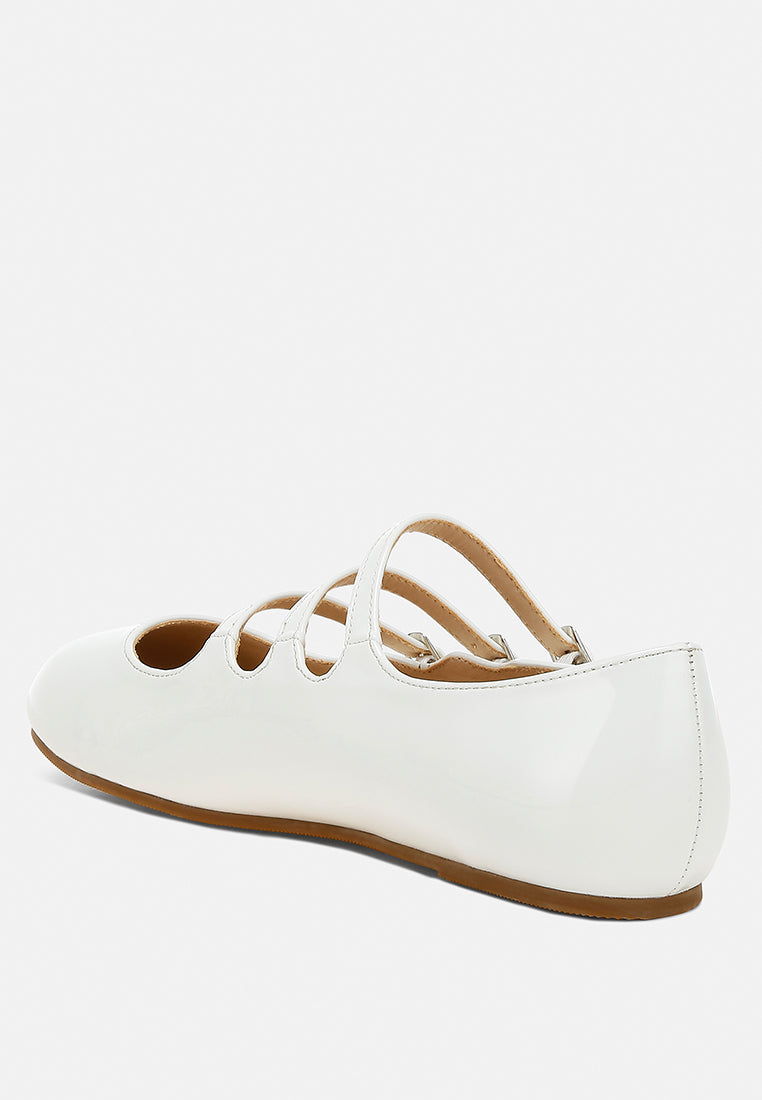 macarina triple strap mary jane sandals#color_white patent