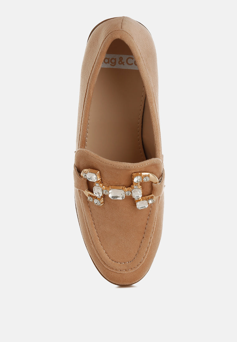 maestro diamante embellished horsebit loafers#color_beige