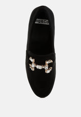 maestro diamante embellished horsebit loafers#color_black