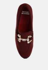 maestro diamante embellished horsebit loafers#color_burgundy