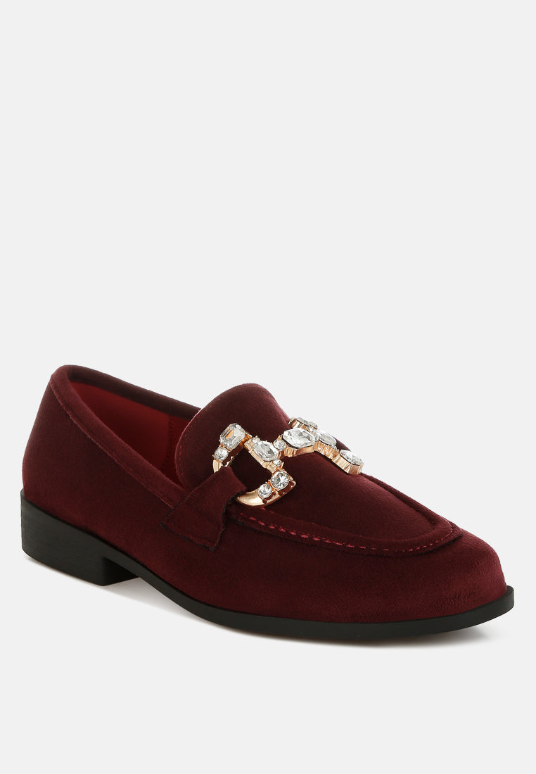 maestro diamante embellished horsebit loafers#color_burgundy