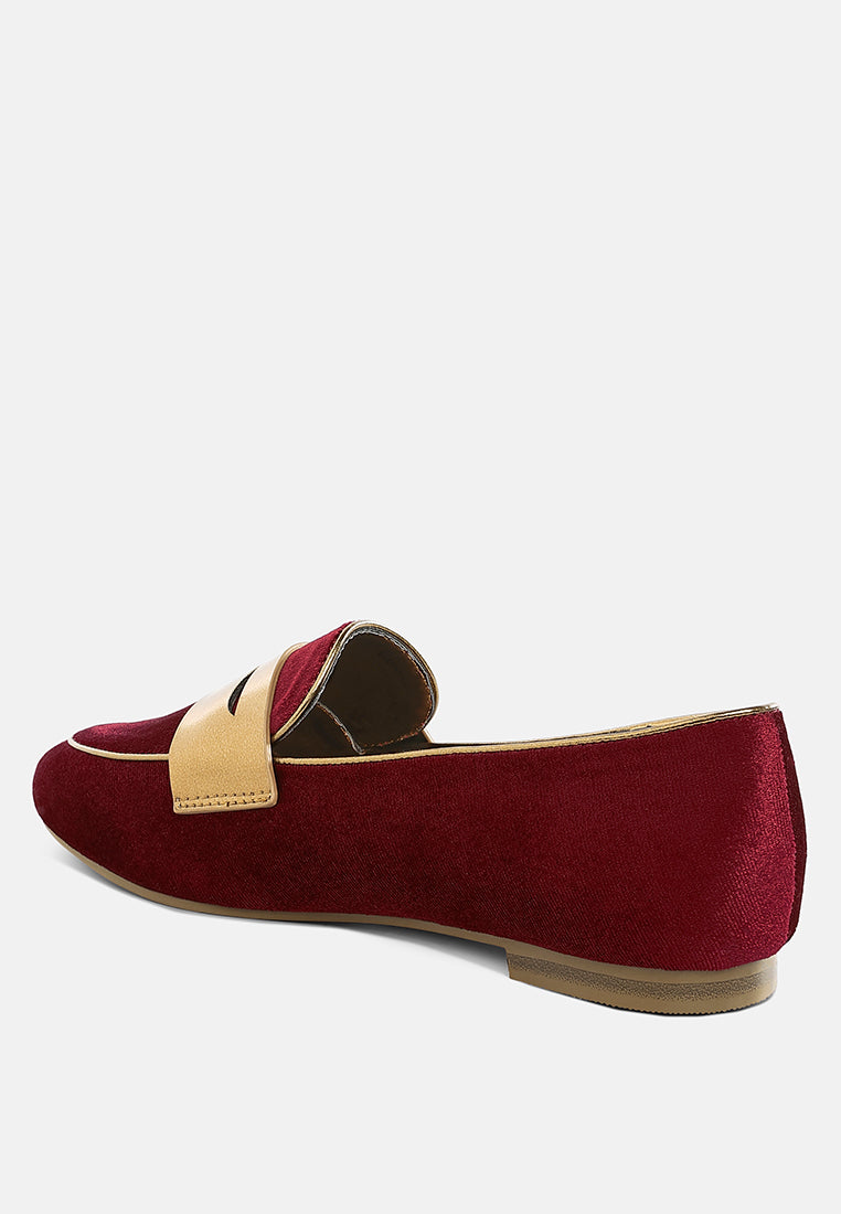 malta penny strap velvet loafers#color_burgundy