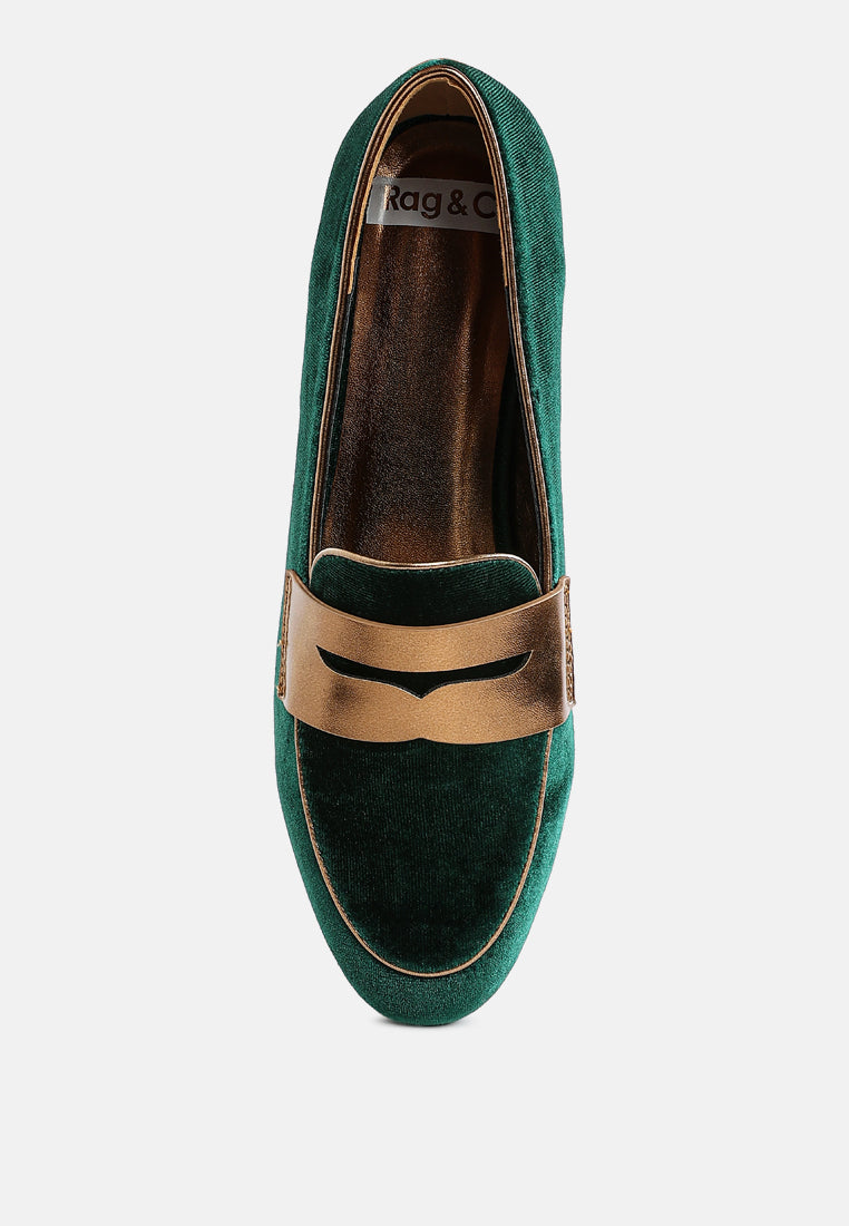 malta penny strap velvet loafers#color_green