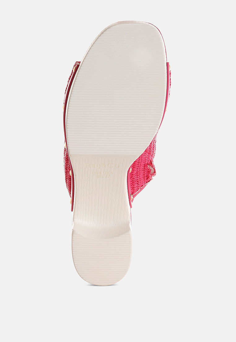 marengo raffia wooden clogs#color_pink