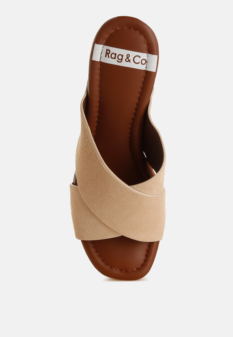 mearsk genuine suede leather clogs#color_beige