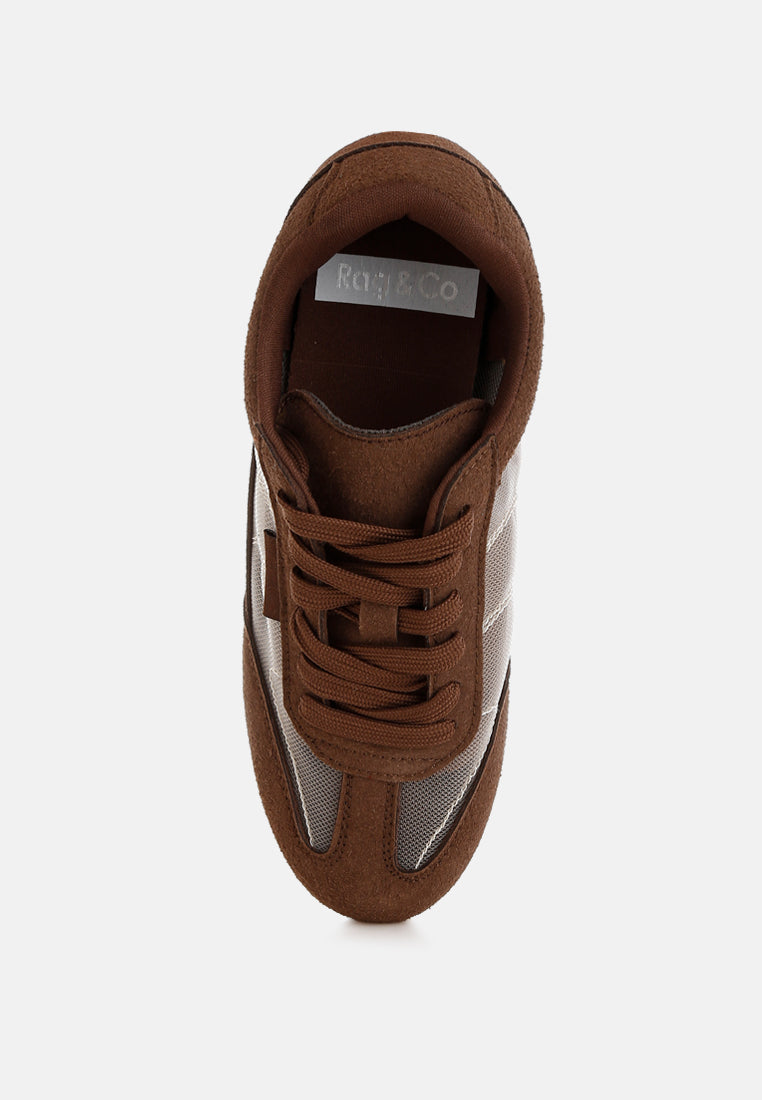 milon microfiber & mesh sneakers#color_brown