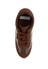 milon microfiber & mesh sneakers#color_brown