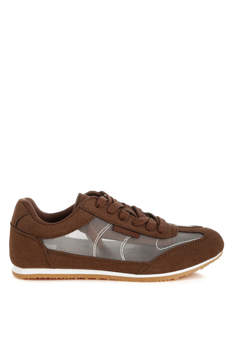 milon microfiber & mesh sneakers#color_brown