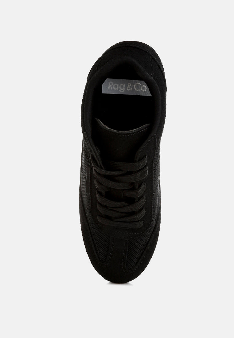 milon microfiber & mesh sneakers#color_black