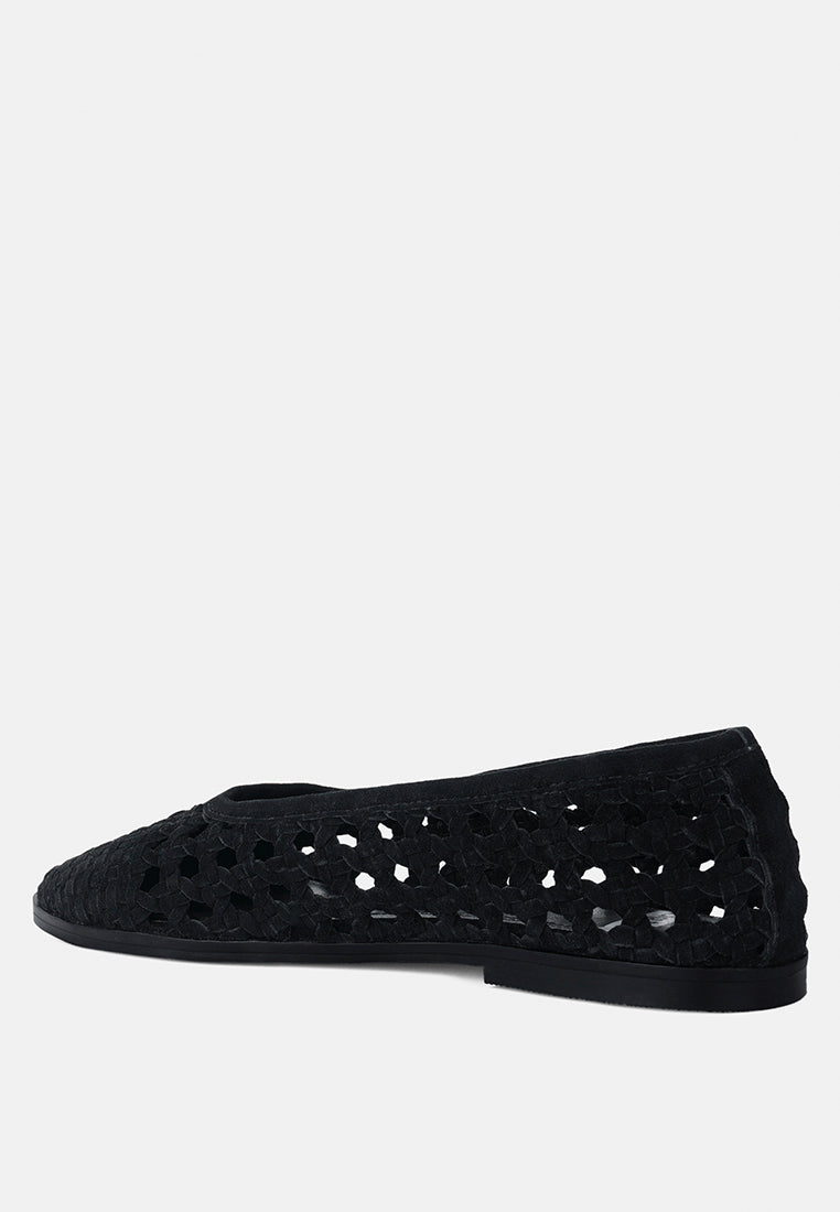 miyako handcrafted soft suede leather flats#color_black