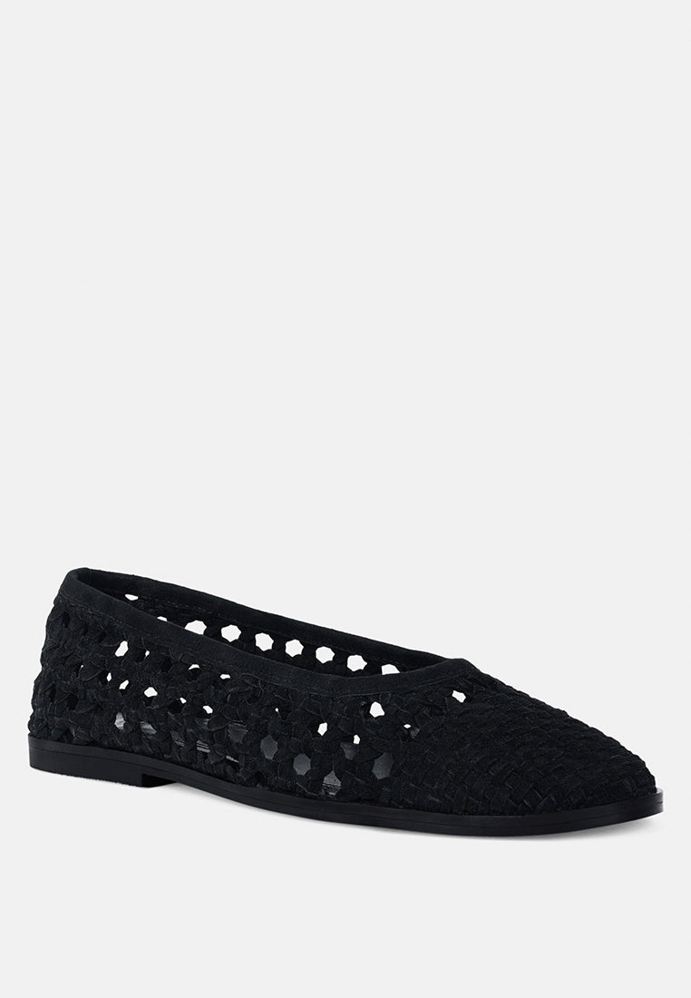 miyako handcrafted soft suede leather flats#color_black