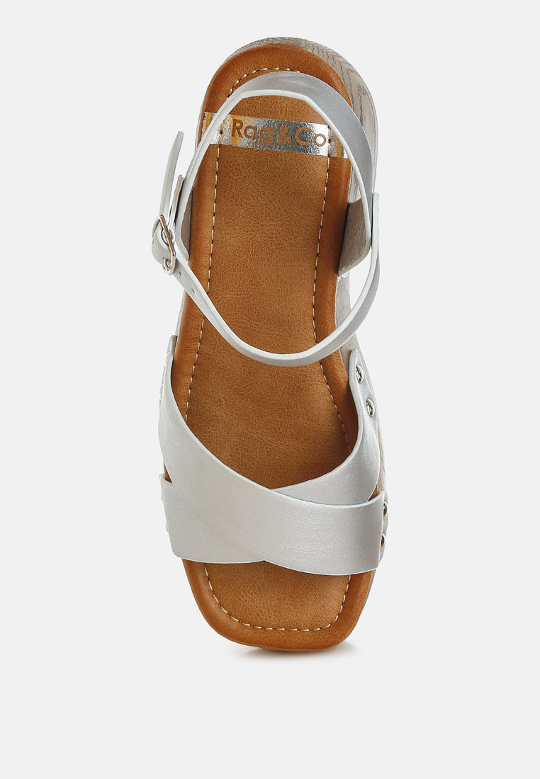 morasa metallic pleather clog sandals#color_silver