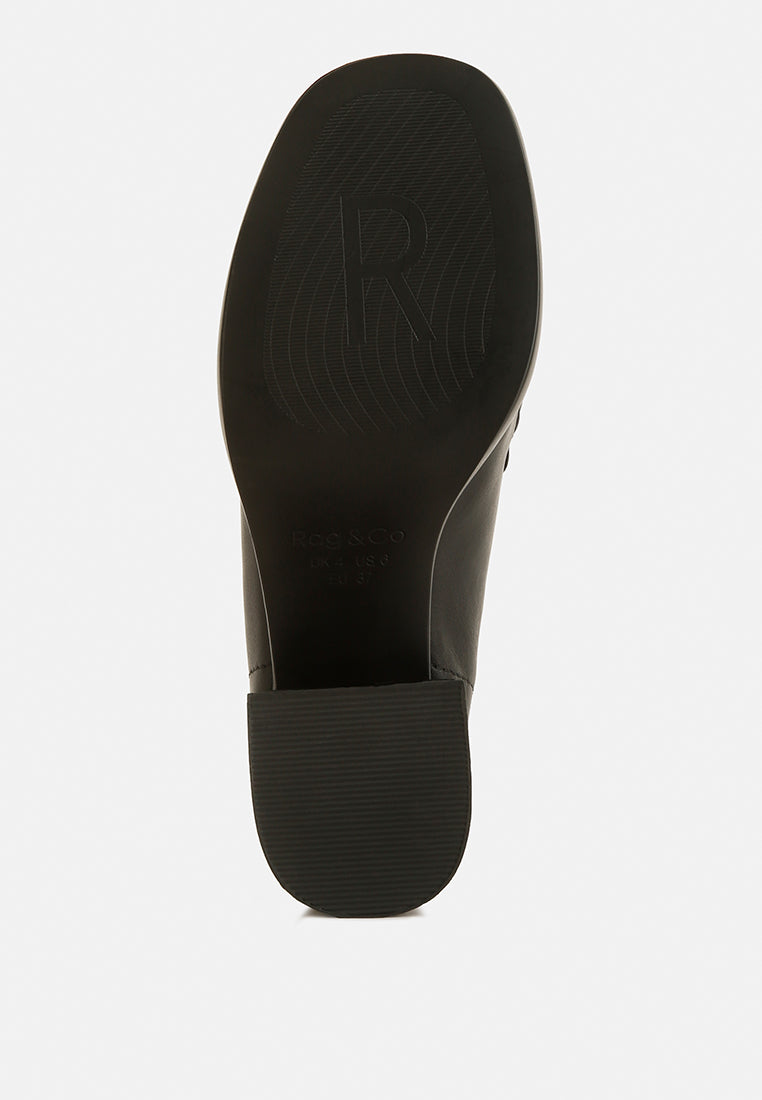 Morgan Metallic Embellishment Leather Platform Loafers in Black#color_Black