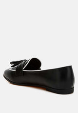 mythos dual tone tassel loafers#color_black