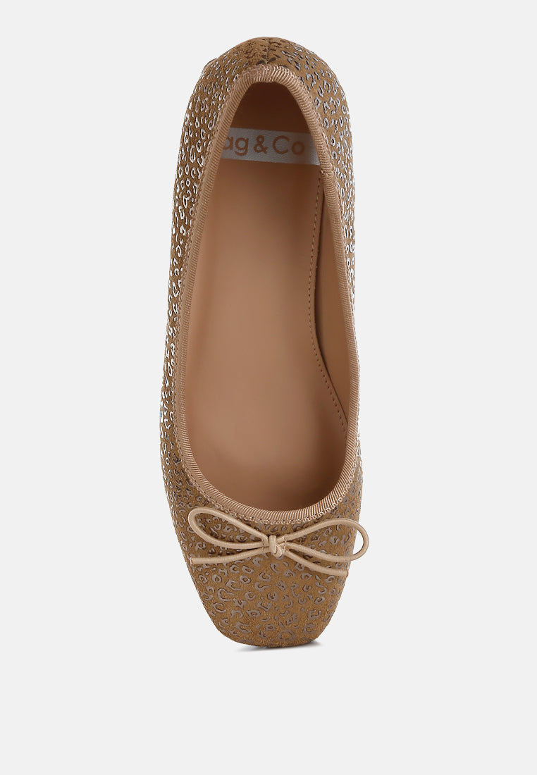 ningen leopard print block heel ballerinas#color_tan