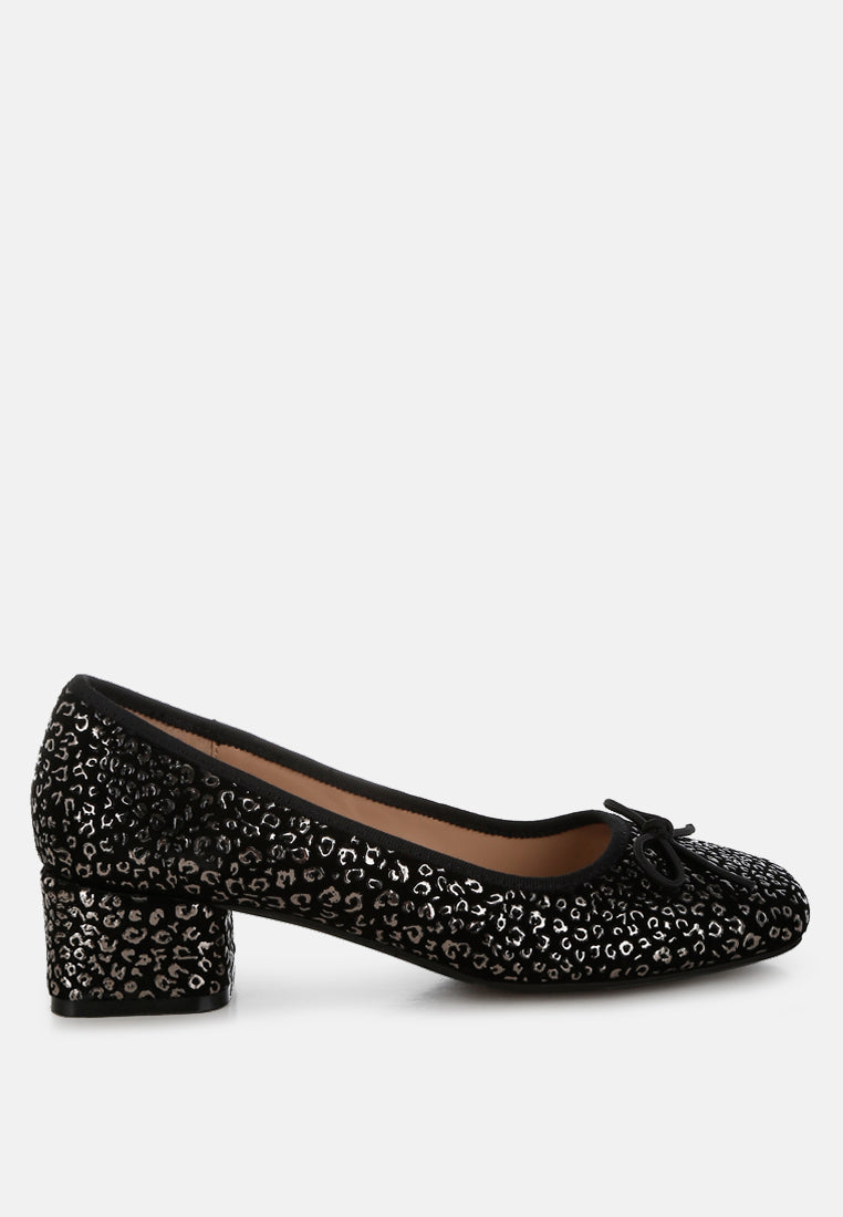 ningen leopard print block heel ballerinas#color_black