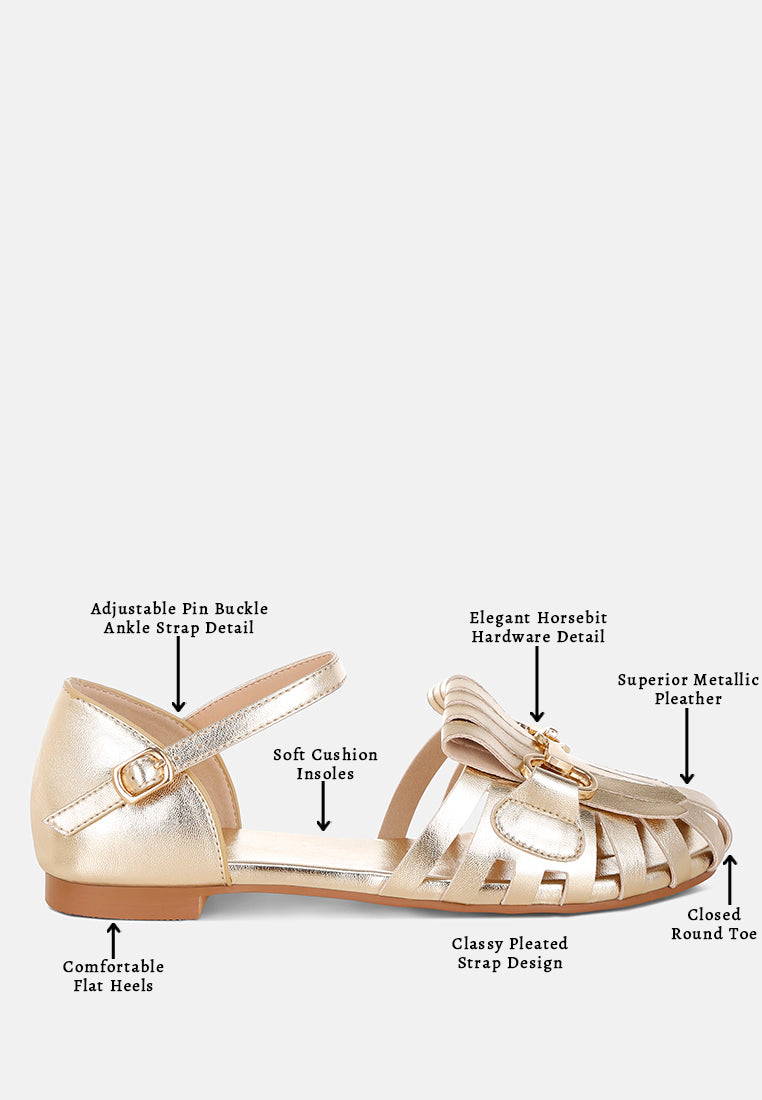 noori metallic fringe flat sandals#color_gold