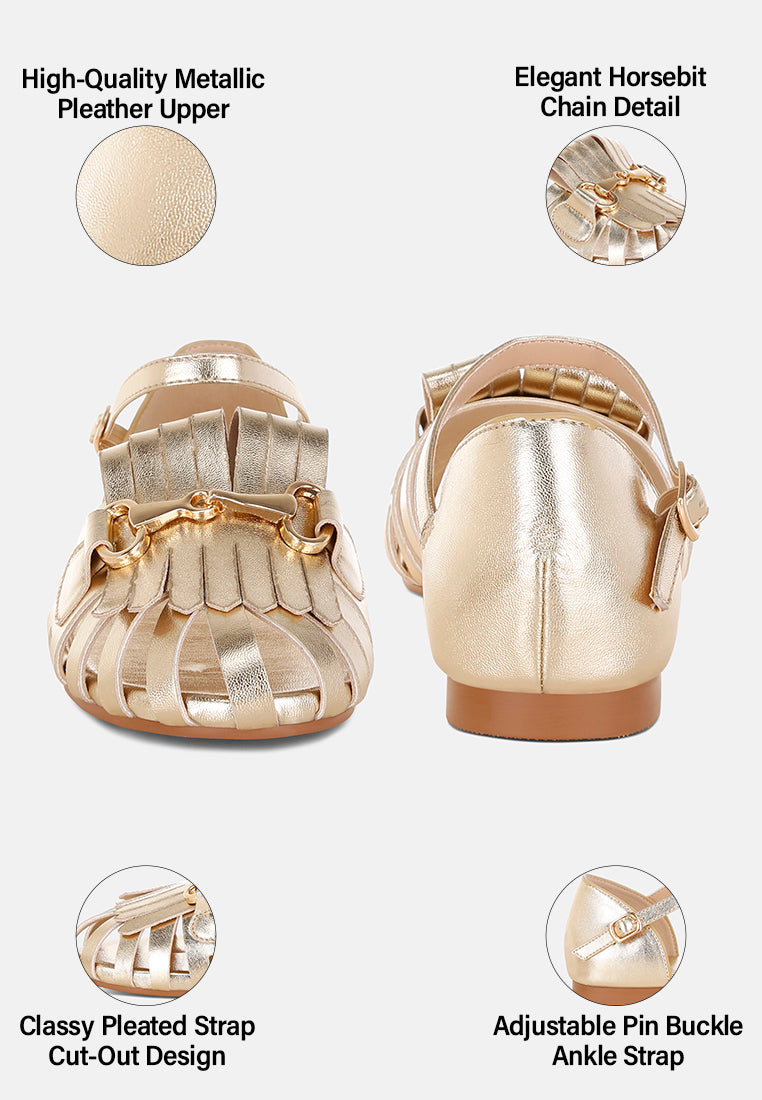 noori metallic fringe flat sandals#color_gold