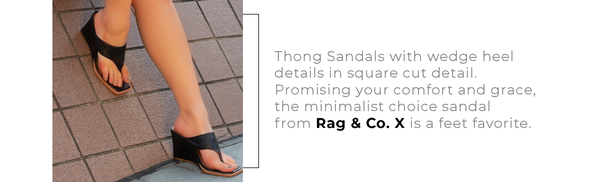 ONASSIS Black Thong Wedge Sandals