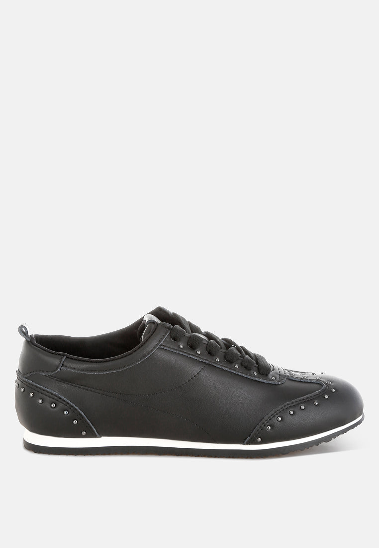 odaya studded real soft leather sneakers#color_black