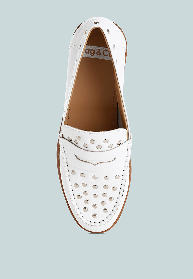 oglavia studs embellished leather loafers#color_white