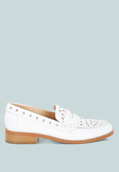 Oglavia Studs Embellished Leather Loafers