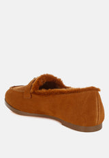 ohrid suede & faux fur flat loafers#color_tan