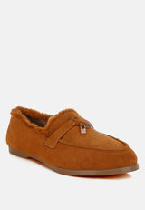 ohrid suede & faux fur flat loafers#color_tan