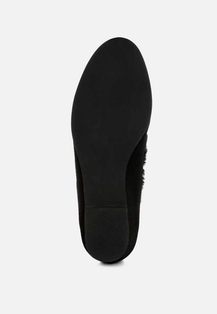 ohrid suede & faux fur flat loafers#color_black