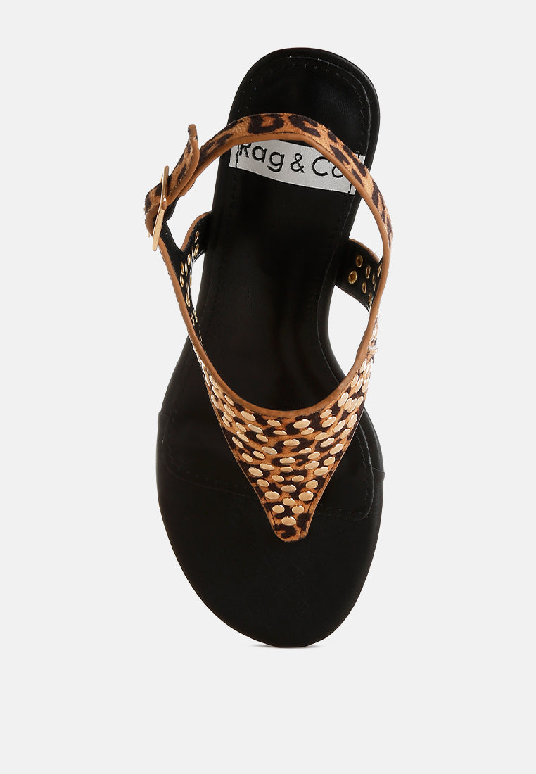 oidah leopard print studded wedges#color_leopard