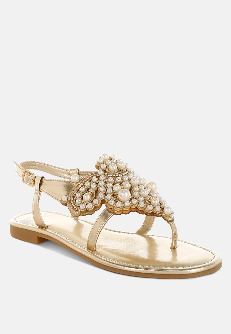 opazie metallic pearl embellished flats#color_gold