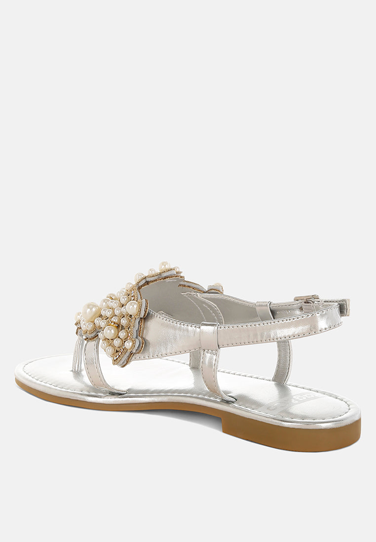 opazie metallic pearl embellished flats#color_silver