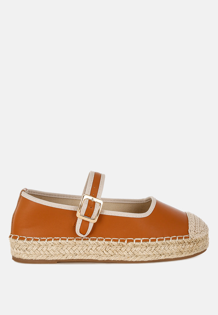ostac genuine leather mary jane espradrilles#color_tan