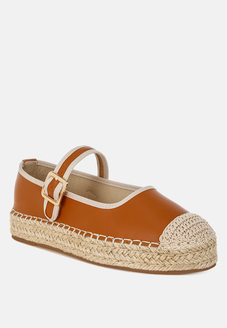 ostac genuine leather mary jane espradrilles#color_tan