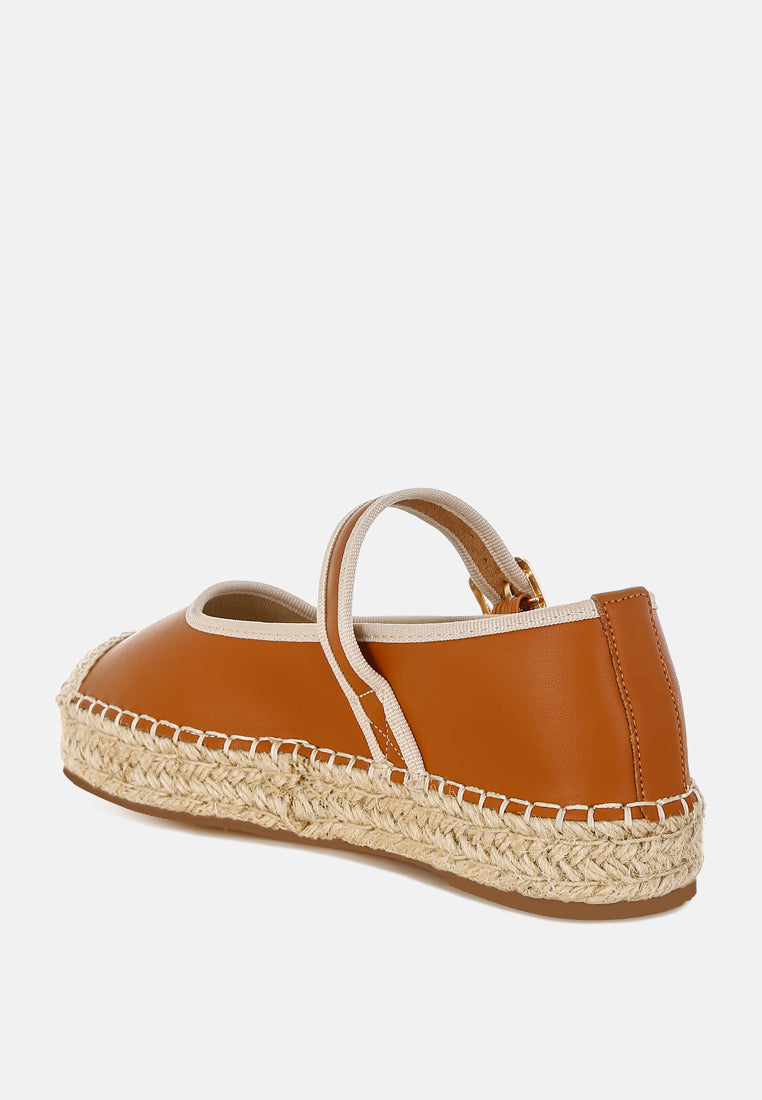 ostac genuine leather mary jane espradrilles#color_tan