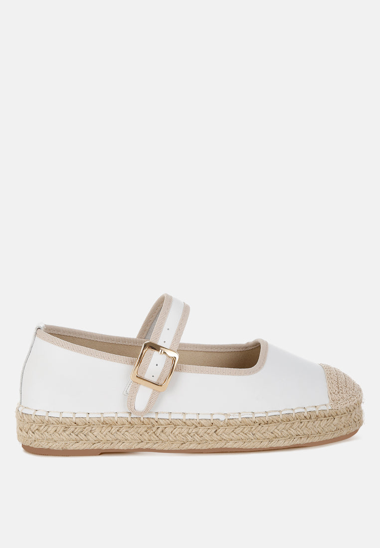 ostac genuine leather mary jane espradrilles#color_white