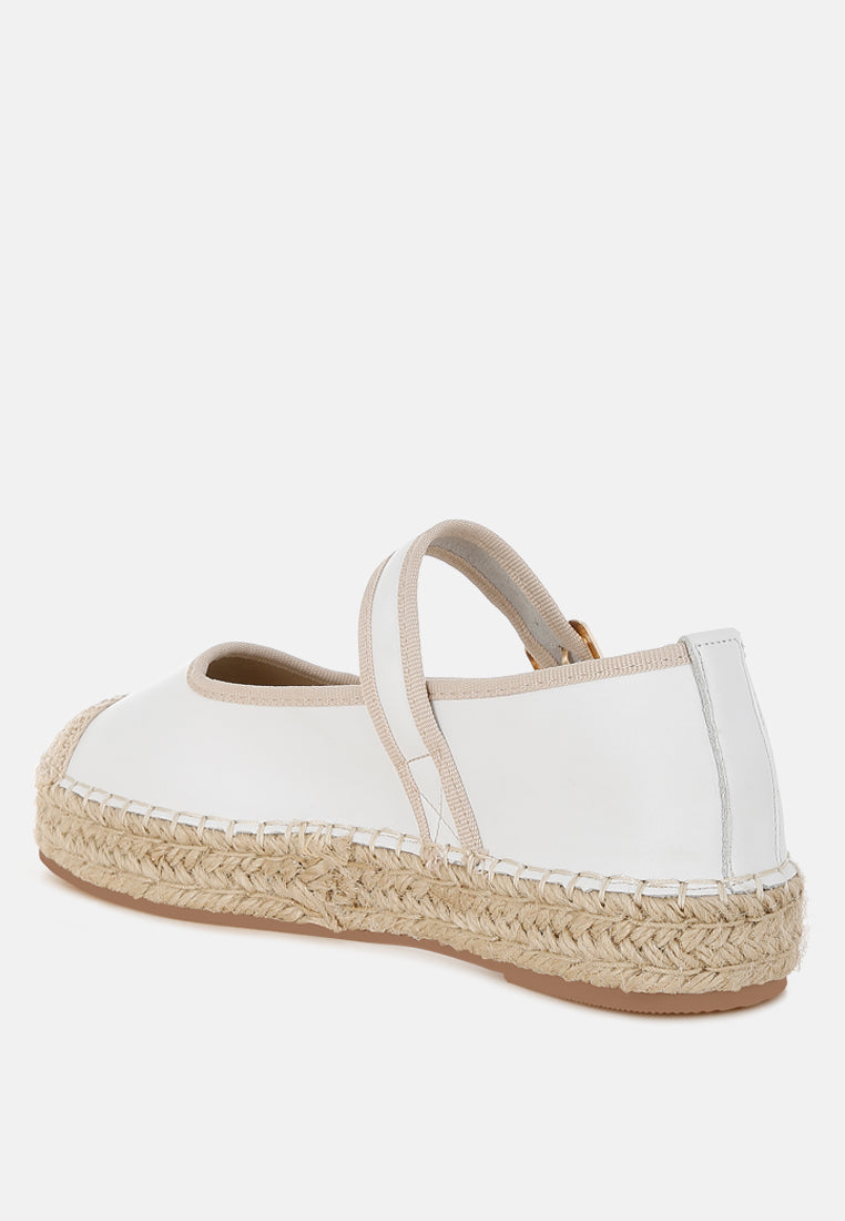 ostac genuine leather mary jane espradrilles#color_white