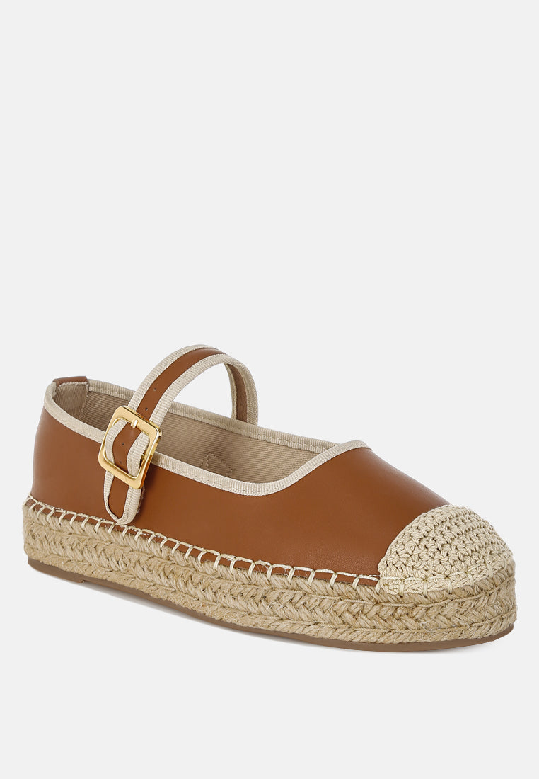 ostac genuine leather mary jane espradrilles#color_tan