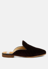 ouzini velvet textured slip on mules#color_brown