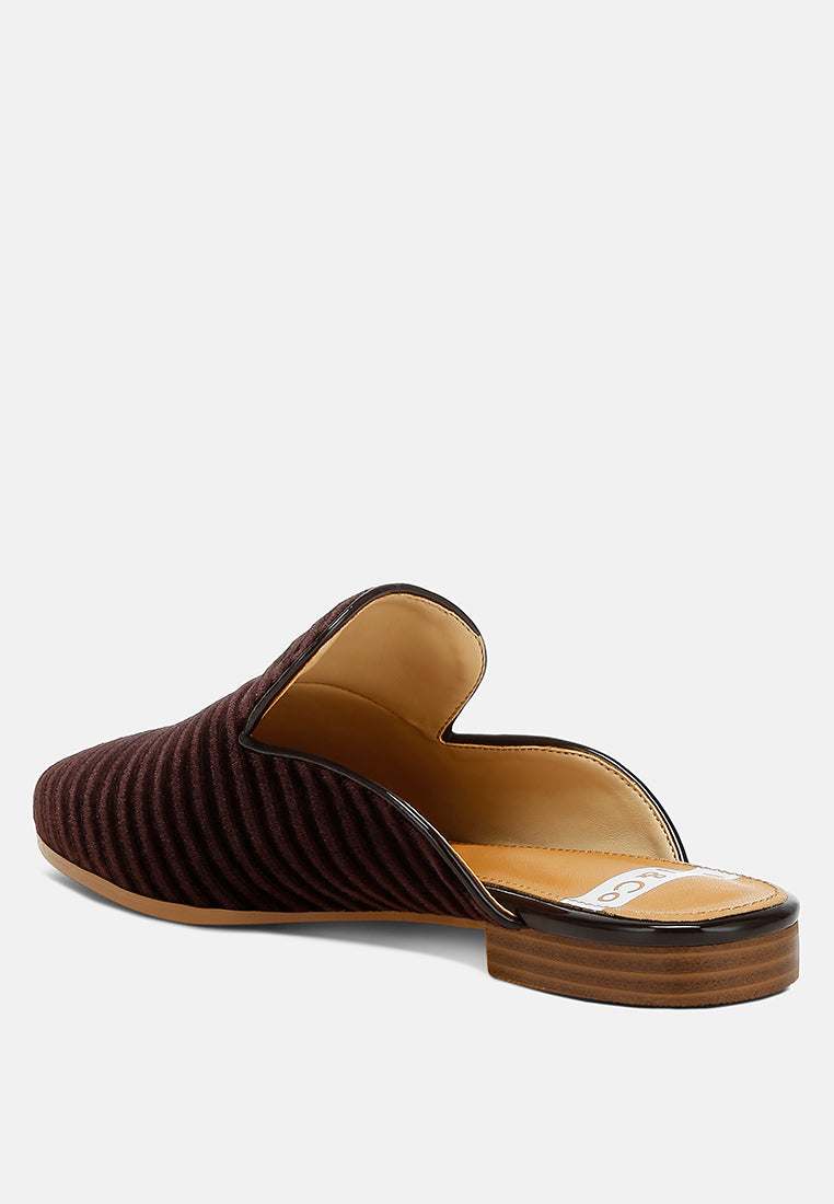 ouzini velvet textured slip on mules#color_brown