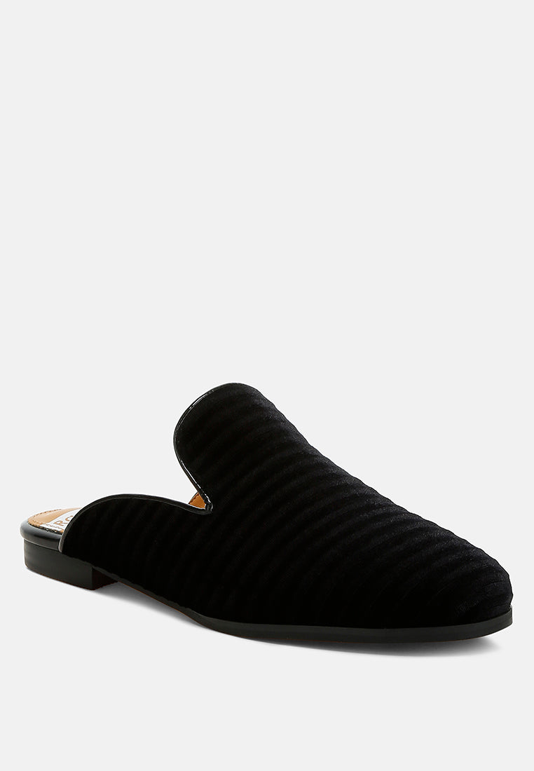 ouzini velvet textured slip on mules#color_black