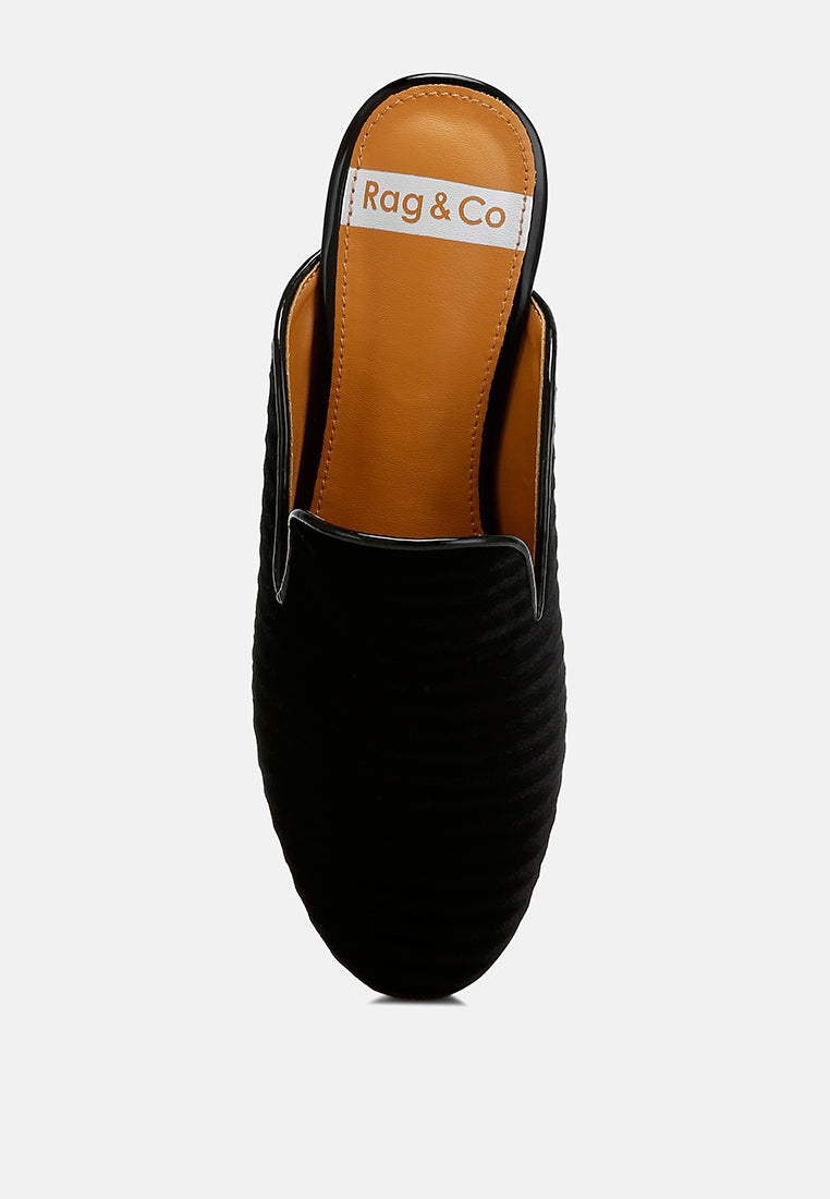 ouzini velvet textured slip on mules#color_black
