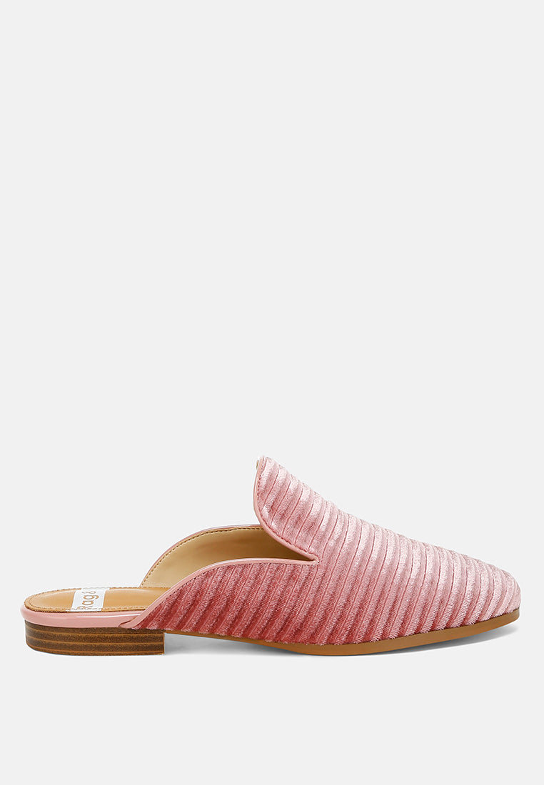 ouzini velvet textured slip on mules#color_pink