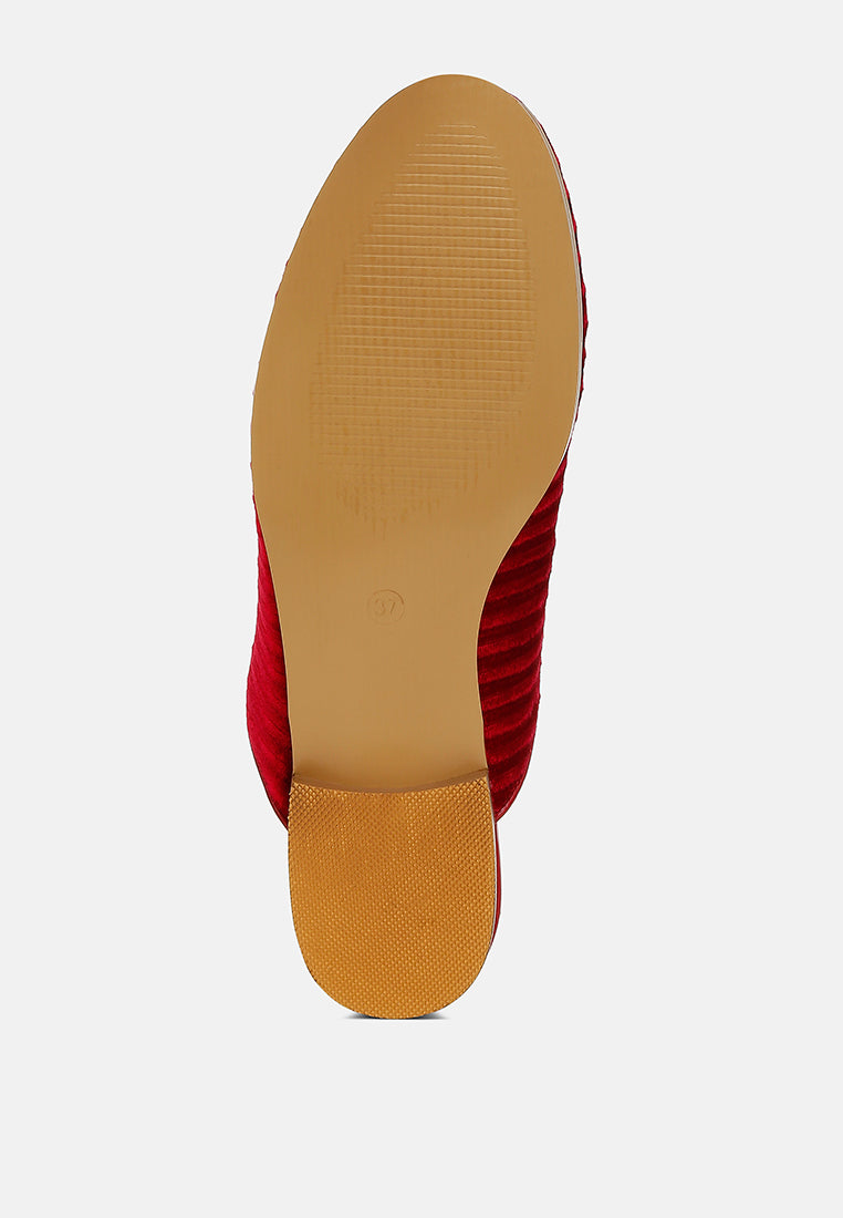 ouzini velvet textured slip on mules#color_red