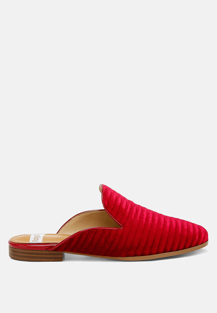 ouzini velvet textured slip on mules#color_red