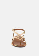 PHEOBE Strappy Beige Flat Sandals#color_beige