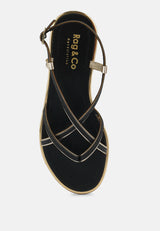 PHEOBE Strappy Black Flat Sandals#color_black