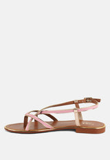 PHEOBE Strappy Pink Flat Sandals#color_pink