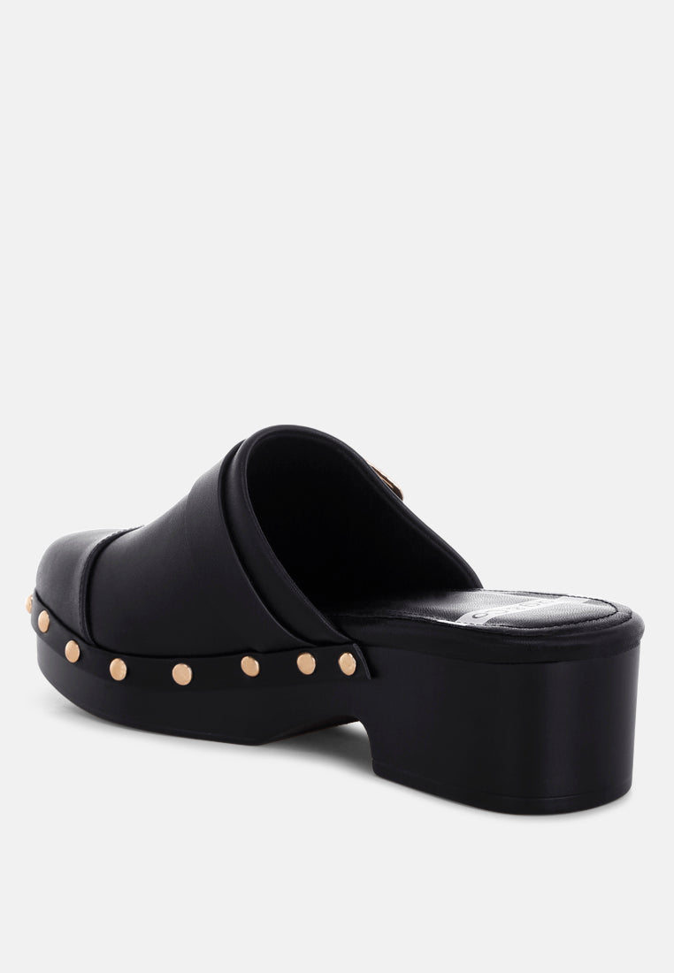 pinto studded genuine leather clogs#color_black-real soft leather