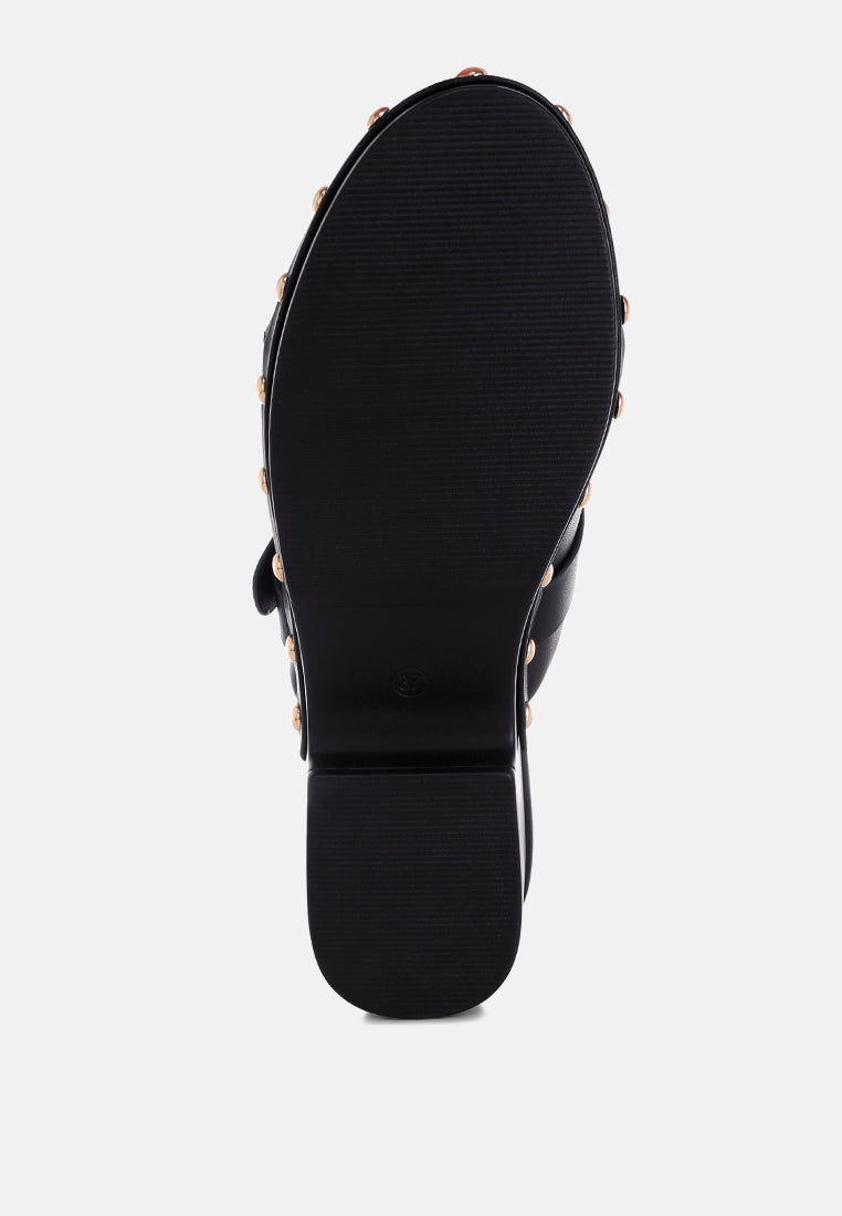 pinto studded genuine leather clogs#color_black-real soft leather